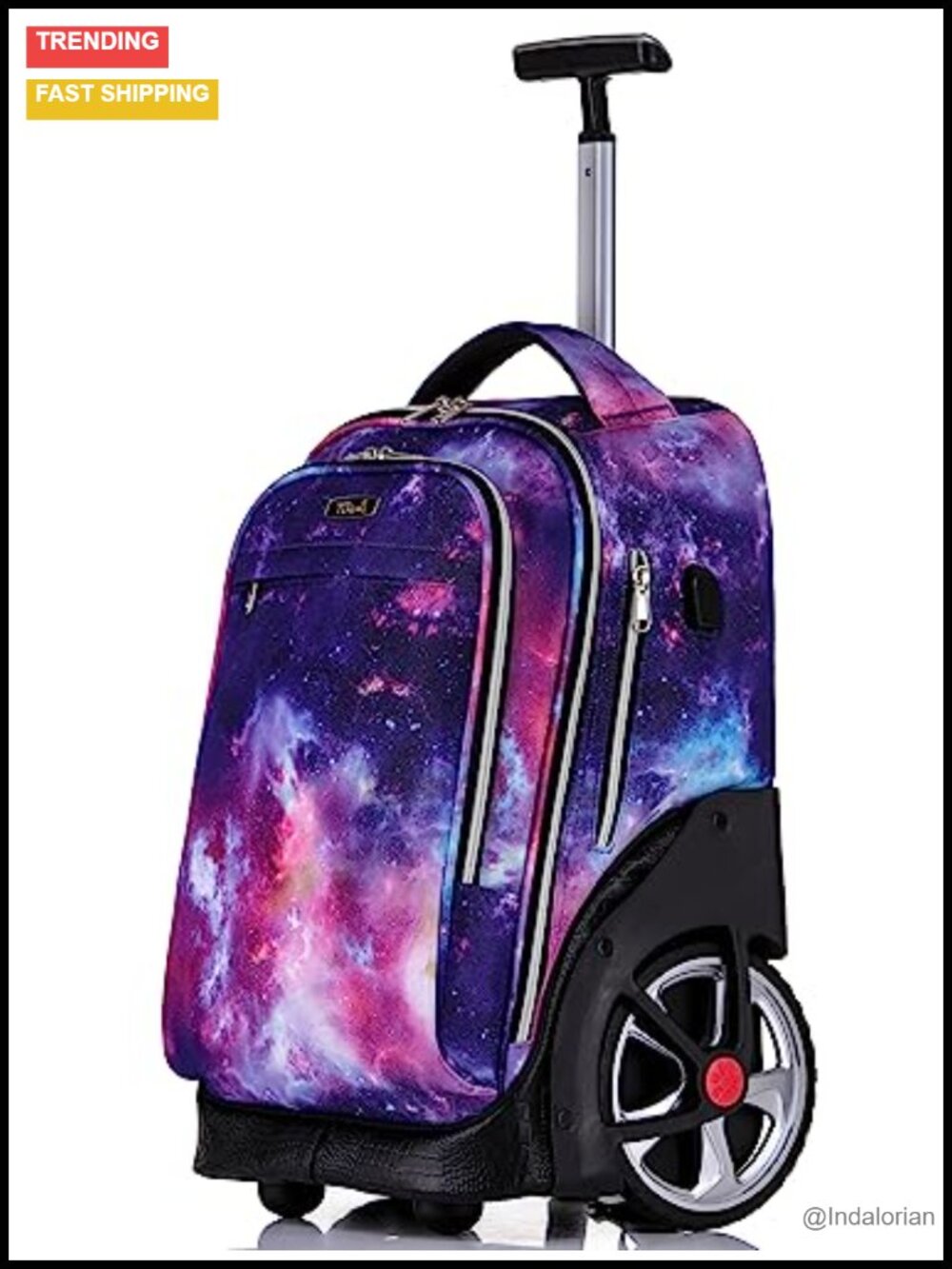 Rolling Backpack Wheeled Laptop Backpack Bookbag with Telescopic Handle Travel